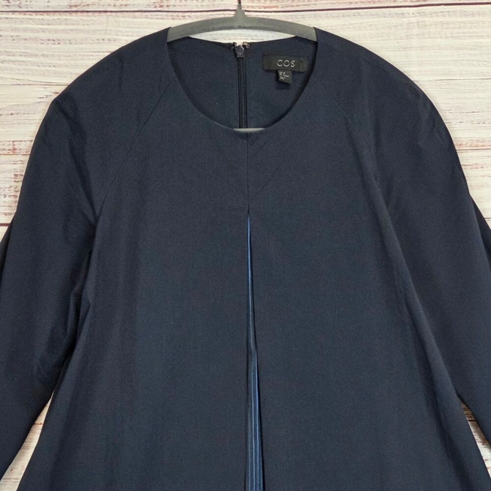 COS Navy Blue Architectural Silouette Dress 6 Zip Back Minimalist Basic Modern - Picture 5 of 16
